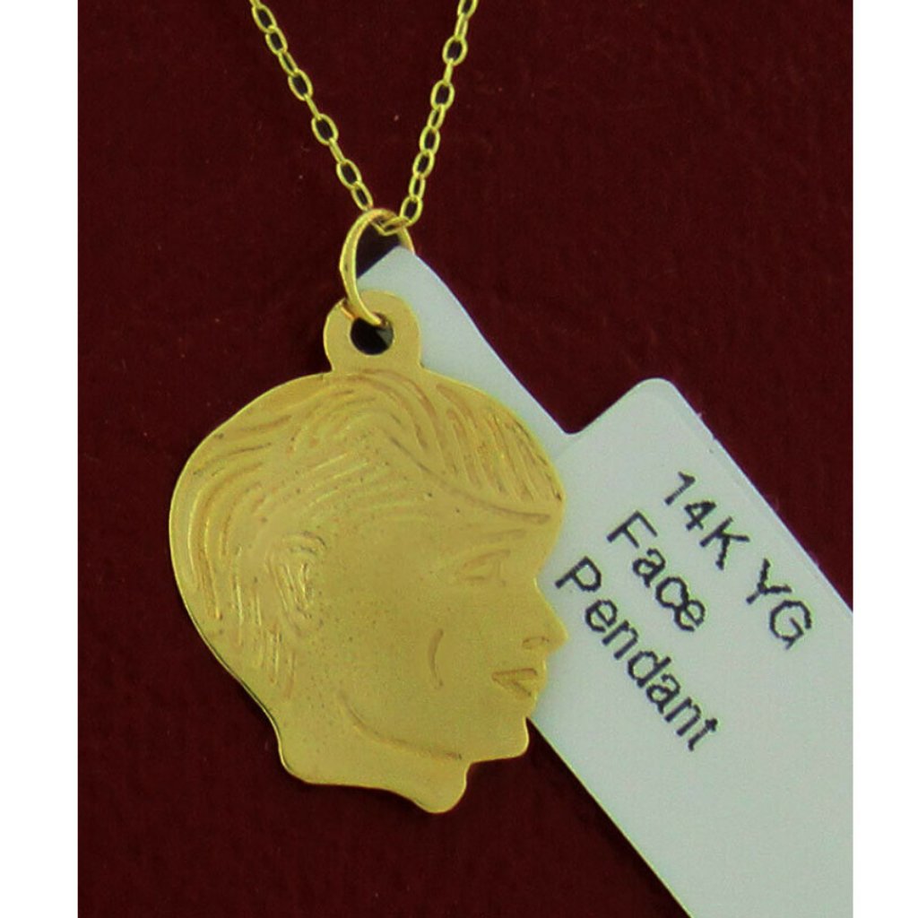 Face Pendant 14k Yellow Gold